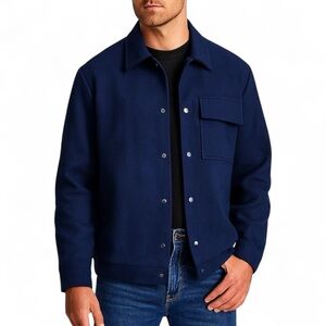 Blank NYC Jacket Mens Navy Blue Stretch Twill Snap Button Chore Utility Sz‎ XL